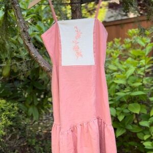 Pink Floral Embroidered Kids Dress